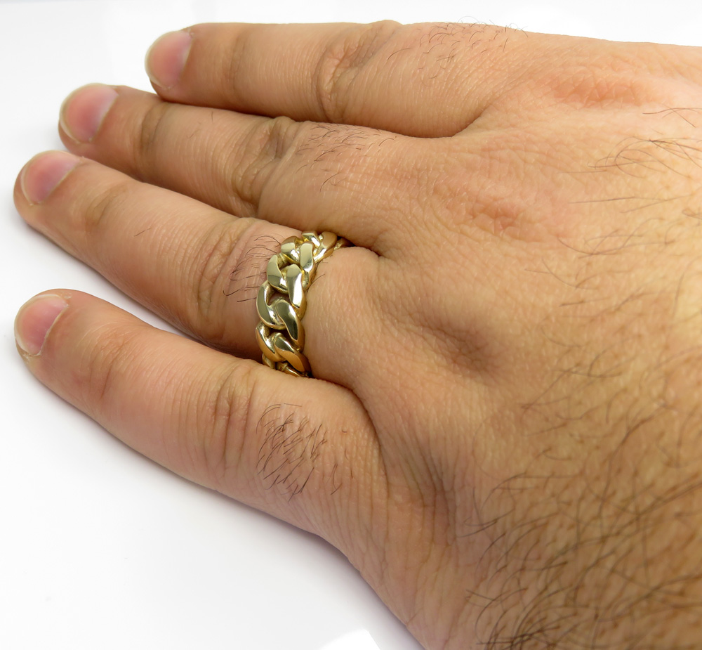 10k yellow gold 8mm solid miami cuban link ring - Image 4