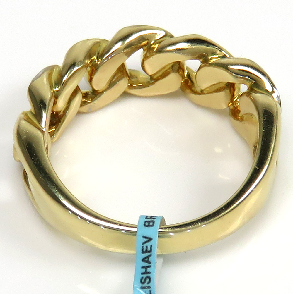 14k yellow gold solid diamond 8.5mm cuban ring 0.26ct