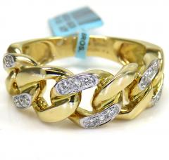 14k yellow gold solid diamond 8.5mm cuban ring 0.26ct