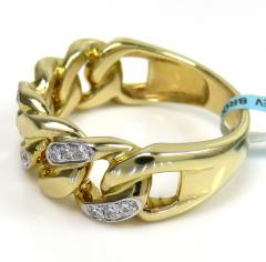 14k yellow gold solid diamond 8.5mm cuban ring 0.26ct
