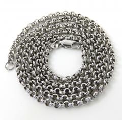 14k white gold hollow rolo link chain 16-22 inch 3.20mm 