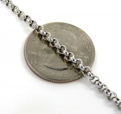 14k white gold hollow rolo link chain 16-22 inch 3.20mm 