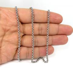 14k white gold hollow rolo link chain 16-22 inch 3.20mm 