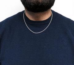 14k white gold hollow rolo link chain 16-22 inch 3.20mm 