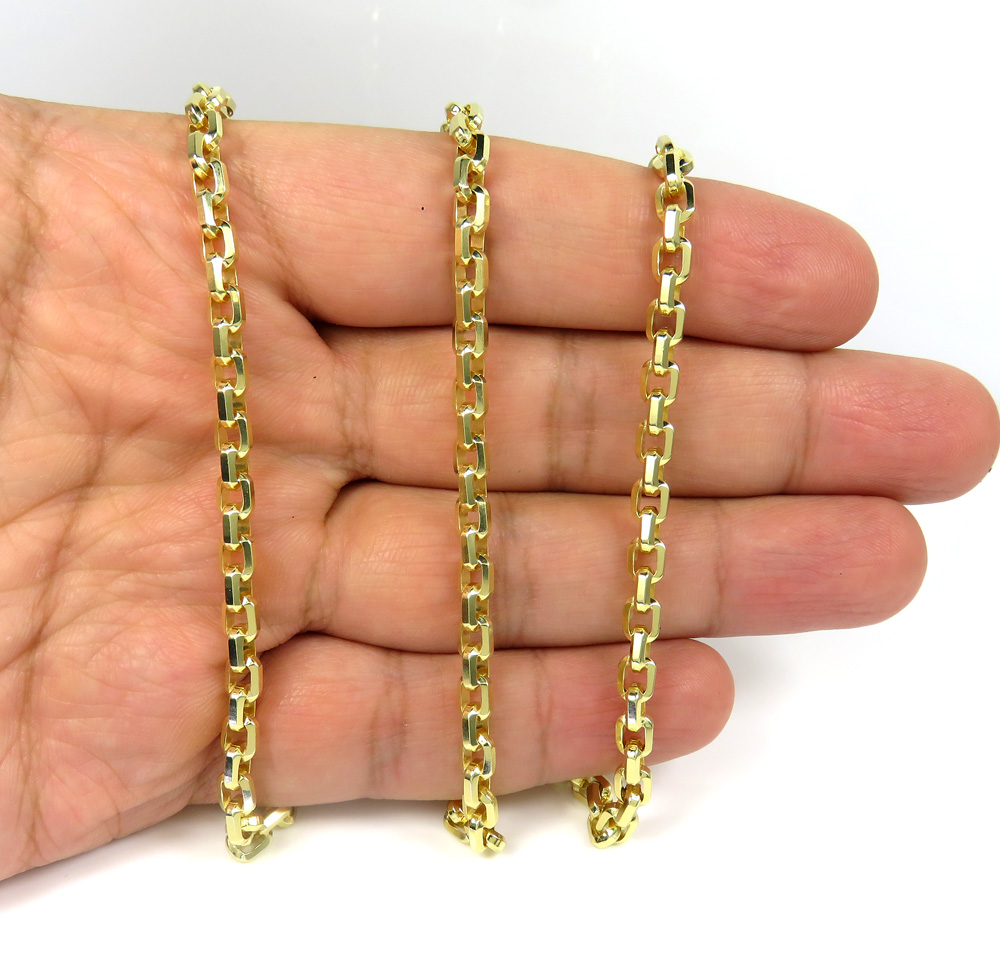 10k yellow gold solid beveled edge cable chain 20-26 inches 4.50mm - Image 5