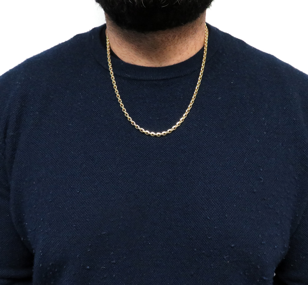 10k yellow gold solid beveled edge cable chain 20-26 inches 4.50mm