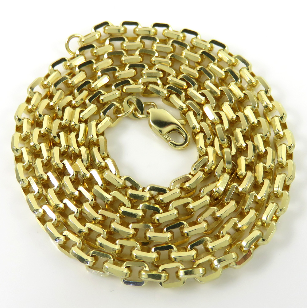 10k yellow gold solid beveled edge cable chain 20-30 inches 3.60mm