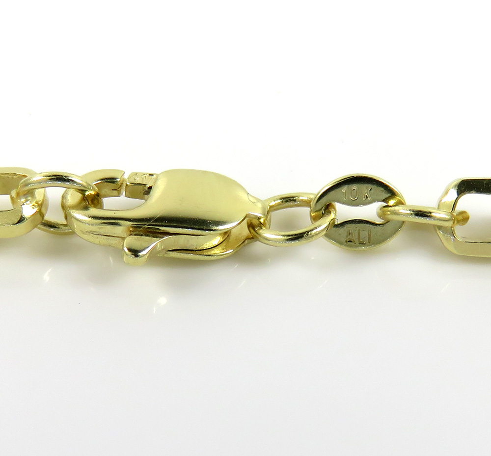 10k yellow gold solid beveled edge cable chain 20-30 inches 3.60mm