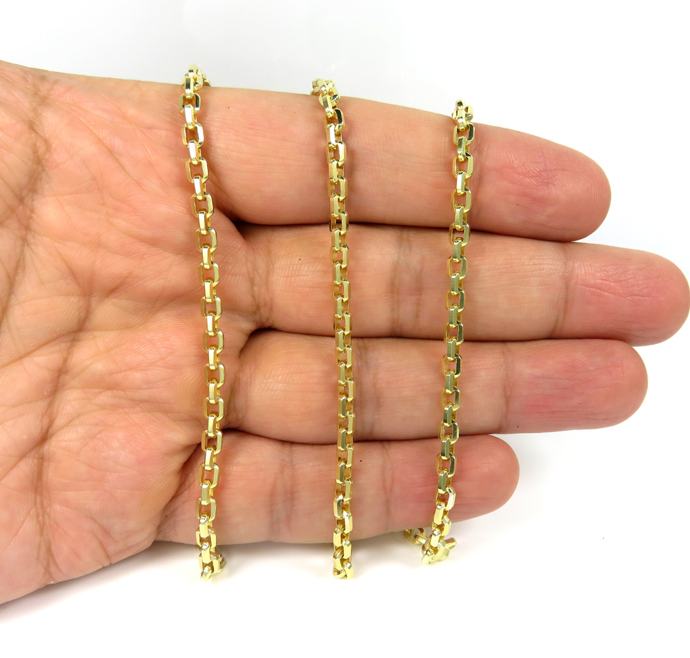 10k yellow gold solid beveled edge cable chain 20-30 inches 3.60mm