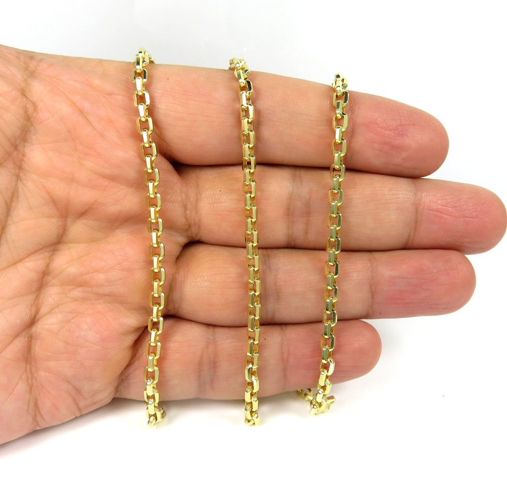 10k yellow gold solid beveled edge cable chain 20-30 inches 3.60mm - Image 5