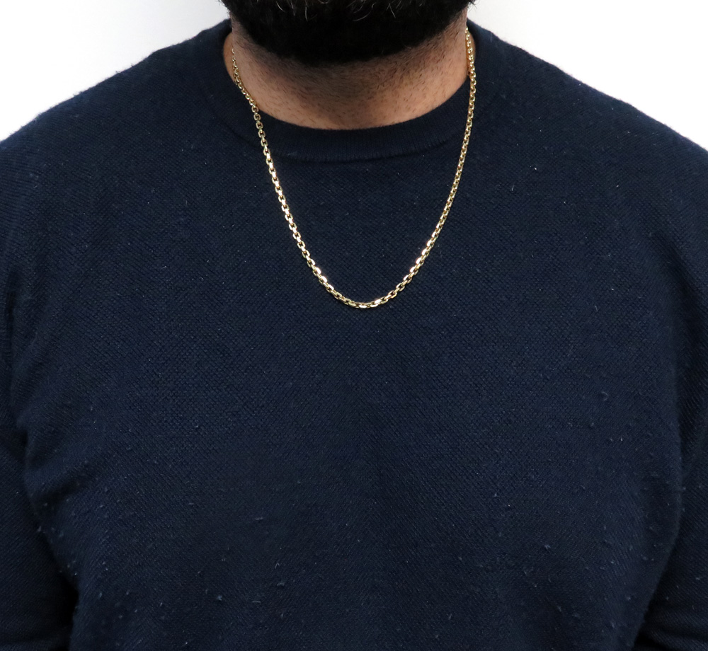 10k yellow gold solid beveled edge cable chain 20-30 inches 3.60mm