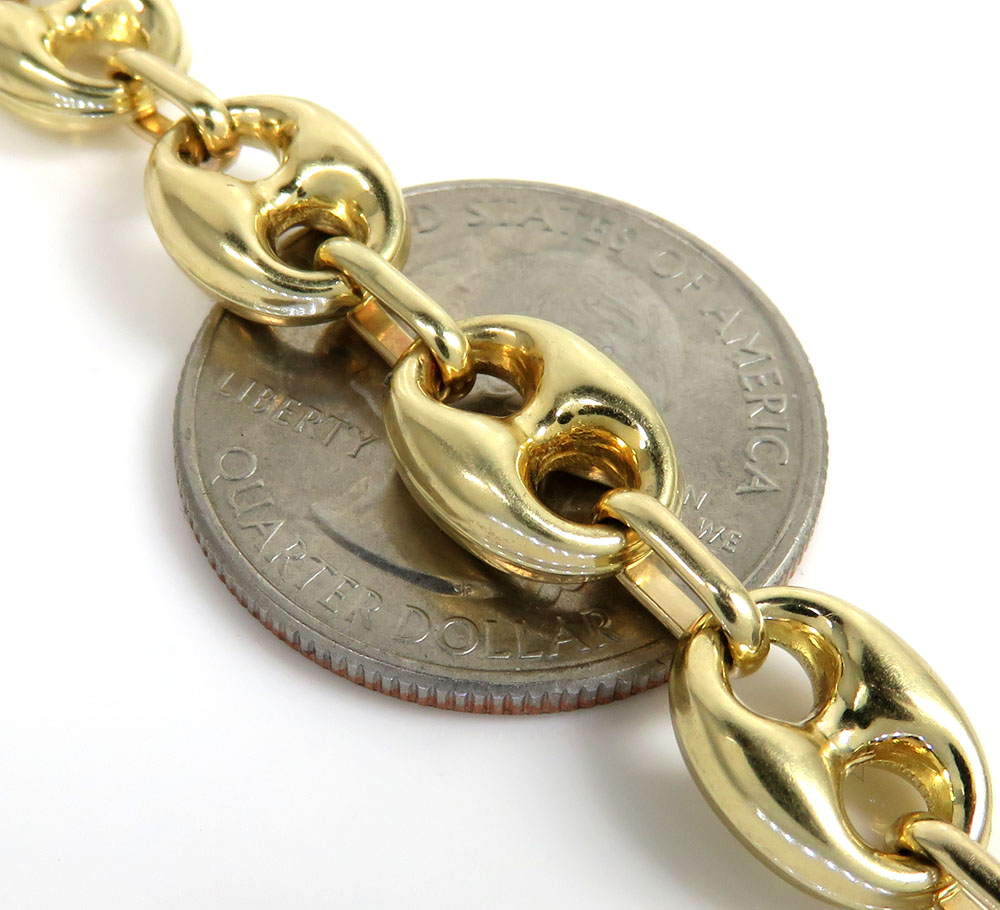 14k yellow gold hollow gucci puffed link bracelet 9mm 8.75