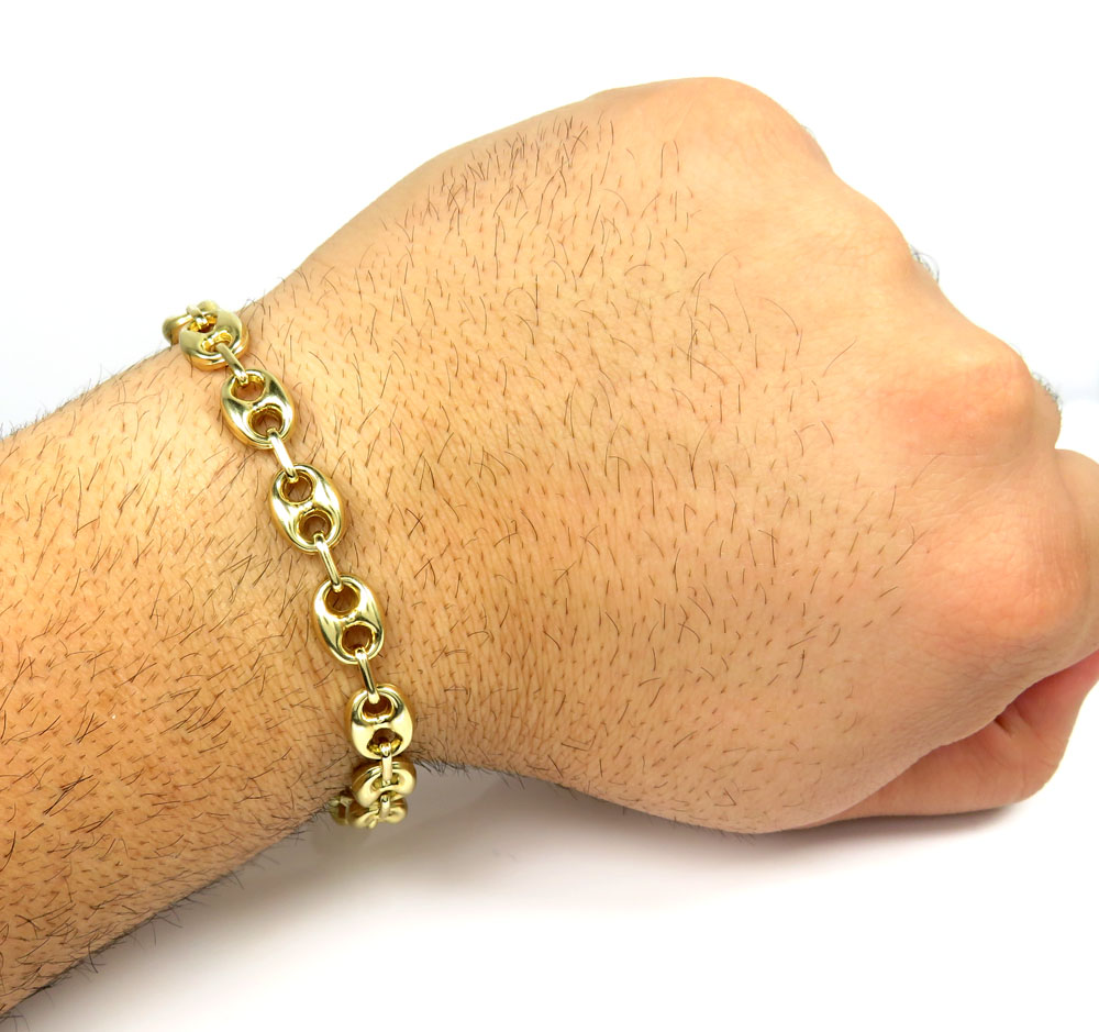 14k yellow gold hollow gucci puffed link bracelet 9mm 8.75