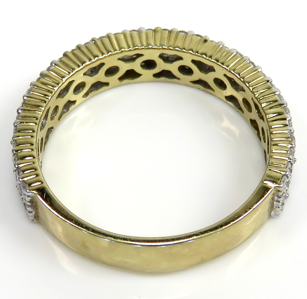 10k yellow gold four row diamond wedding band ring 1.27ct - Image 4