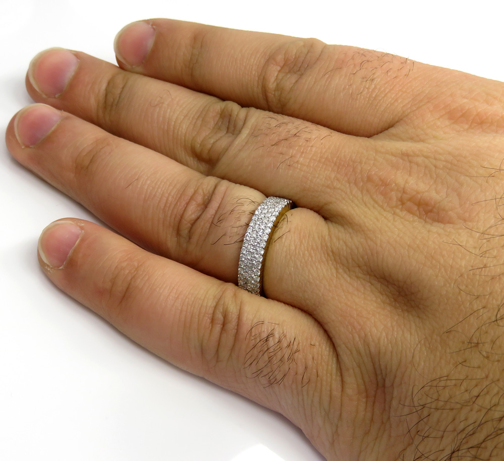 10k yellow gold four row diamond wedding band ring 1.27ct