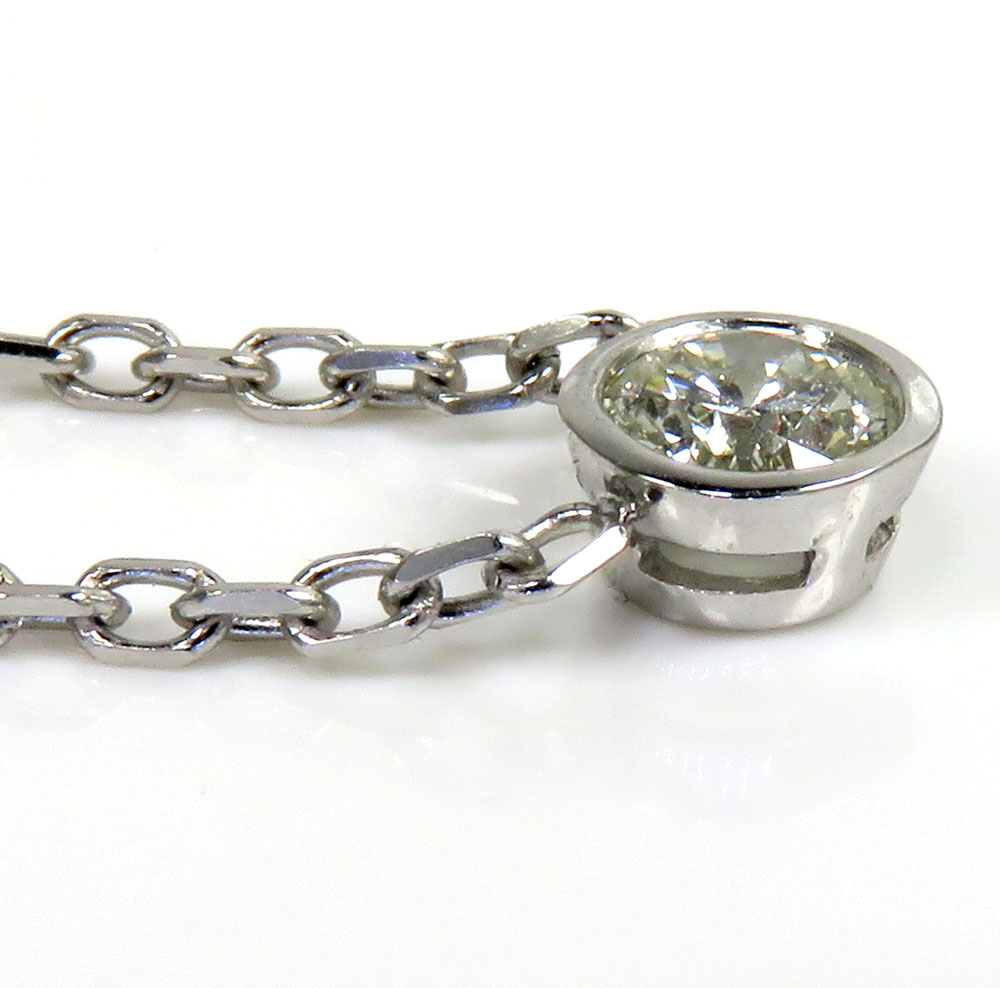 14k white gold bezel diamond cable link necklace 16-22