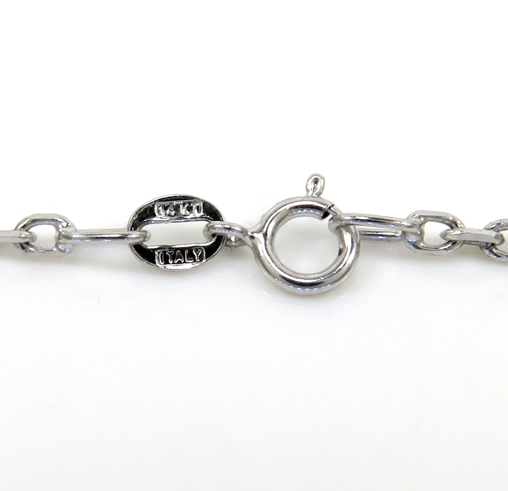 14k white gold bezel diamond cable link necklace 16-22