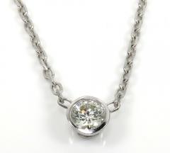 14k white gold bezel diamond cable link necklace 16-22