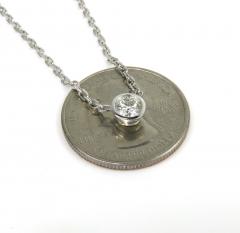 14k white gold bezel diamond cable link necklace 16-22