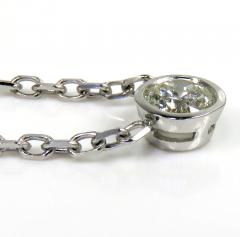 14k white gold bezel diamond cable link necklace 16-22