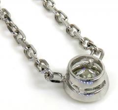14k white gold bezel diamond cable link necklace 16-22
