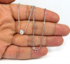14k white gold bezel diamond cable link necklace 16-22