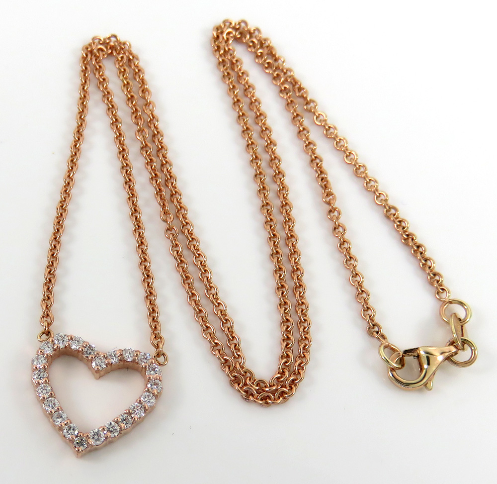 14k rose yellow or white gold diamond heart pendant 16-22