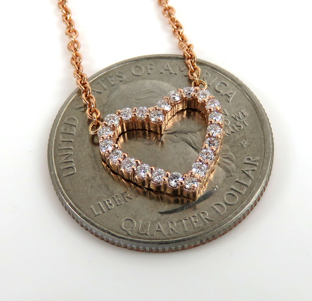 14k rose yellow or white gold diamond heart pendant 16-22