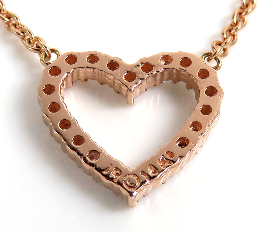 14k rose yellow or white gold diamond heart pendant 16-22