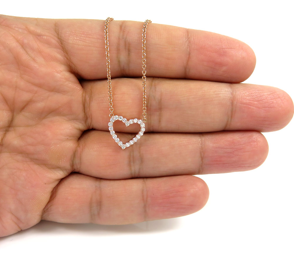 14k rose yellow or white gold diamond heart pendant 16-22