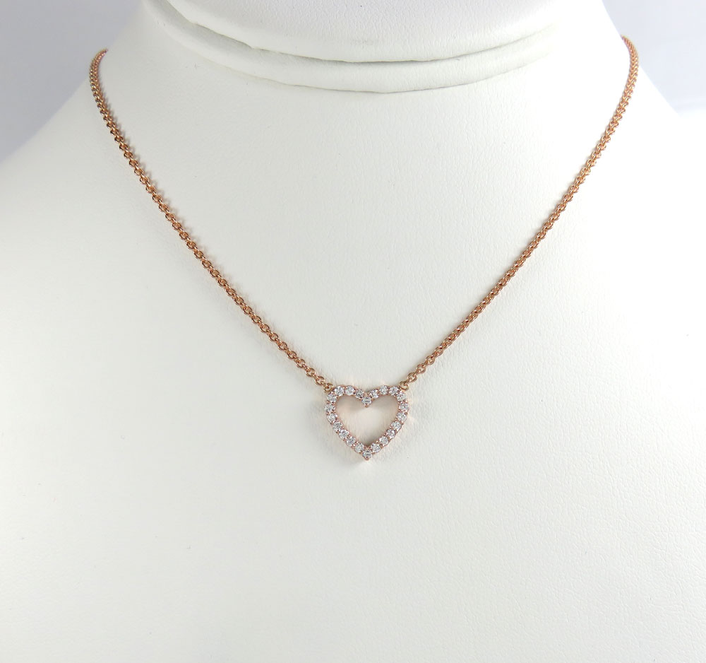 14k rose yellow or white gold diamond heart pendant 16-22