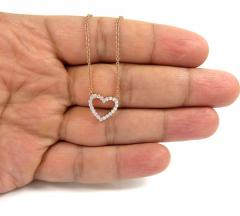 14k rose yellow or white gold diamond heart pendant 16-22