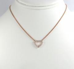 14k rose yellow or white gold diamond heart pendant 16-22