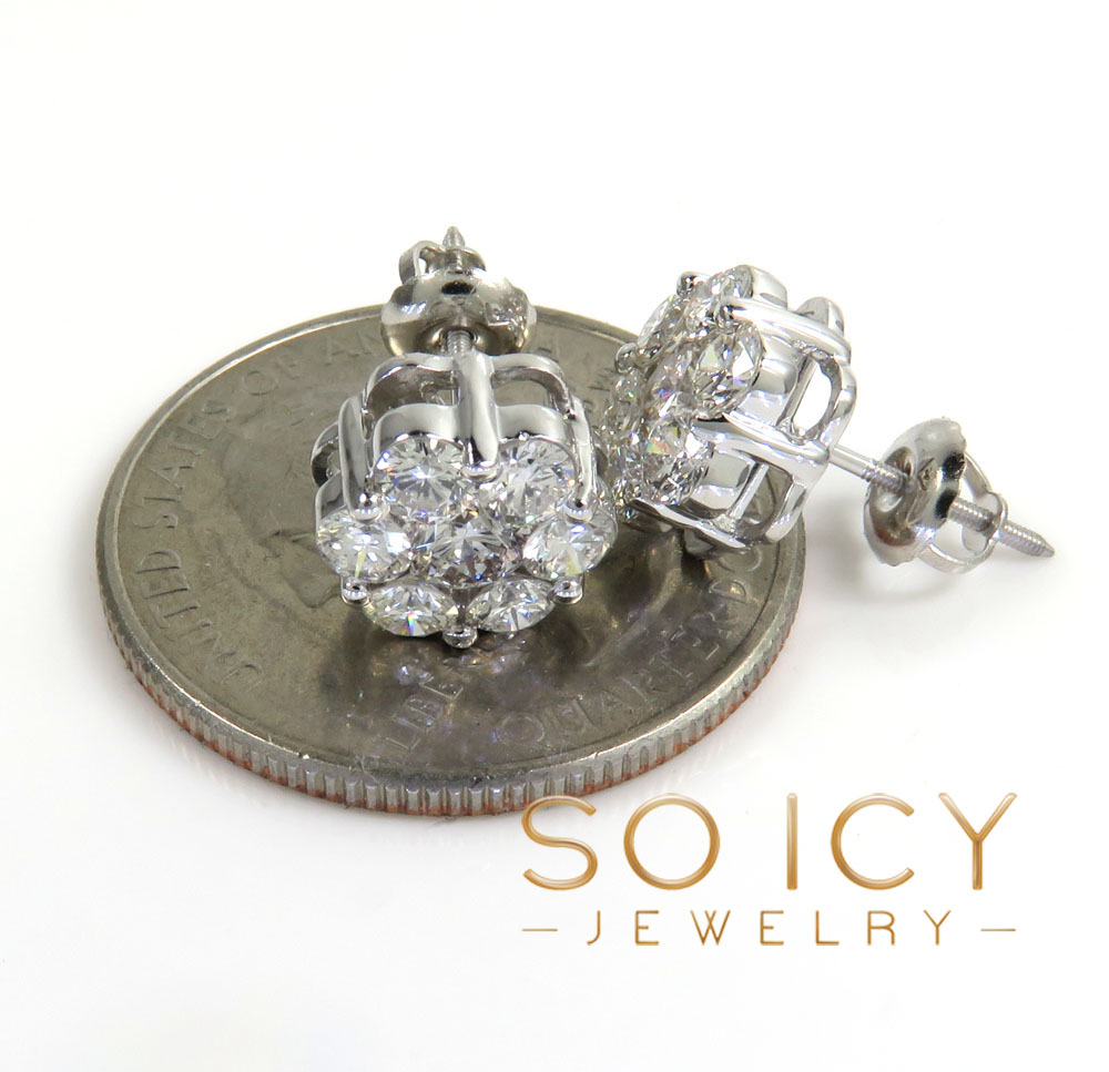 9mm 14k yellow white or rose gold 25 pointer center diamond invisible cluster earrings 1.75ct