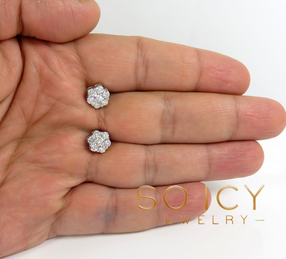 9mm 14k yellow white or rose gold 25 pointer center diamond invisible cluster earrings 1.75ct
