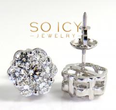 9mm 14k yellow white or rose gold 25 pointer center diamond invisible cluster earrings 1.75ct