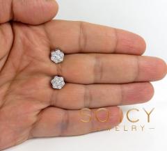 9mm 14k yellow white or rose gold 25 pointer center diamond invisible cluster earrings 1.75ct