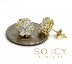 9mm 14k yellow white or rose gold 25 pointer center diamond invisible cluster earrings 1.75ct