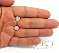 9mm 14k yellow white or rose gold 25 pointer center diamond invisible cluster earrings 1.75ct