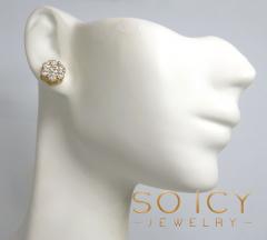 9mm 14k yellow white or rose gold 25 pointer center diamond invisible cluster earrings 1.75ct