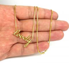 10k yellow gold solid custom made name plate with chain 16-24