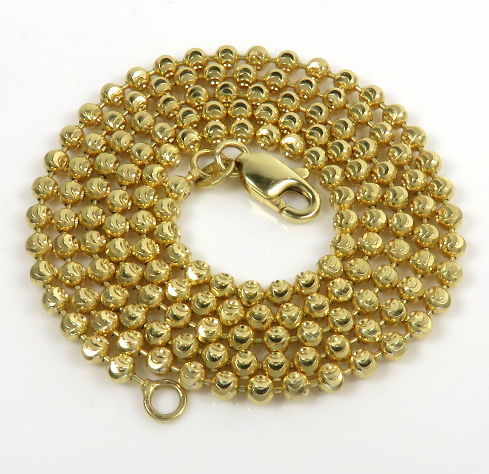 10k yellow gold moon cut bead link chain 20-26 inch 2.50mm - Image 2