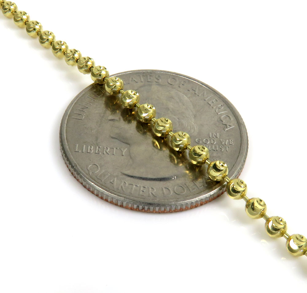 10k yellow gold moon cut bead link chain 20-26 inch 2.50mm - Image 3