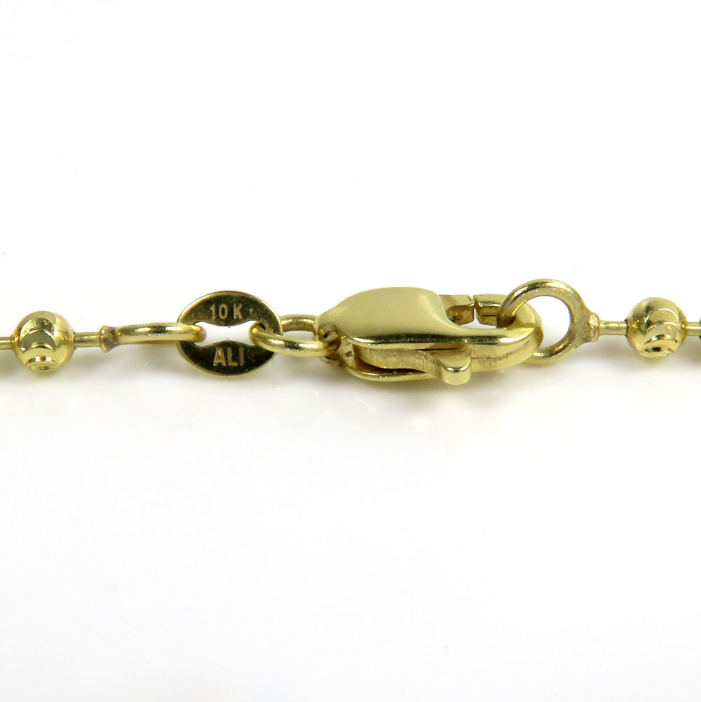 10k yellow gold moon cut bead link chain 20-26 inch 2.50mm