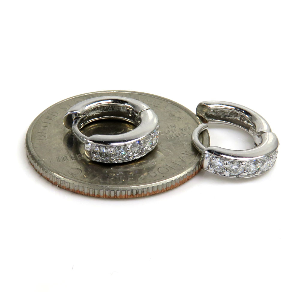 14k white gold small diamond huggie hoops 0.40ct