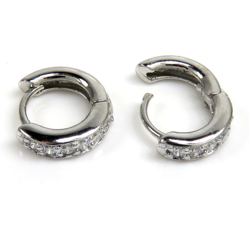 14k white gold small diamond huggie hoops 0.40ct