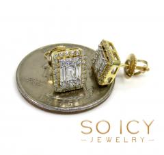 14k yellow white or rose gold large  diamond cluster baguette earrings 0.63ct