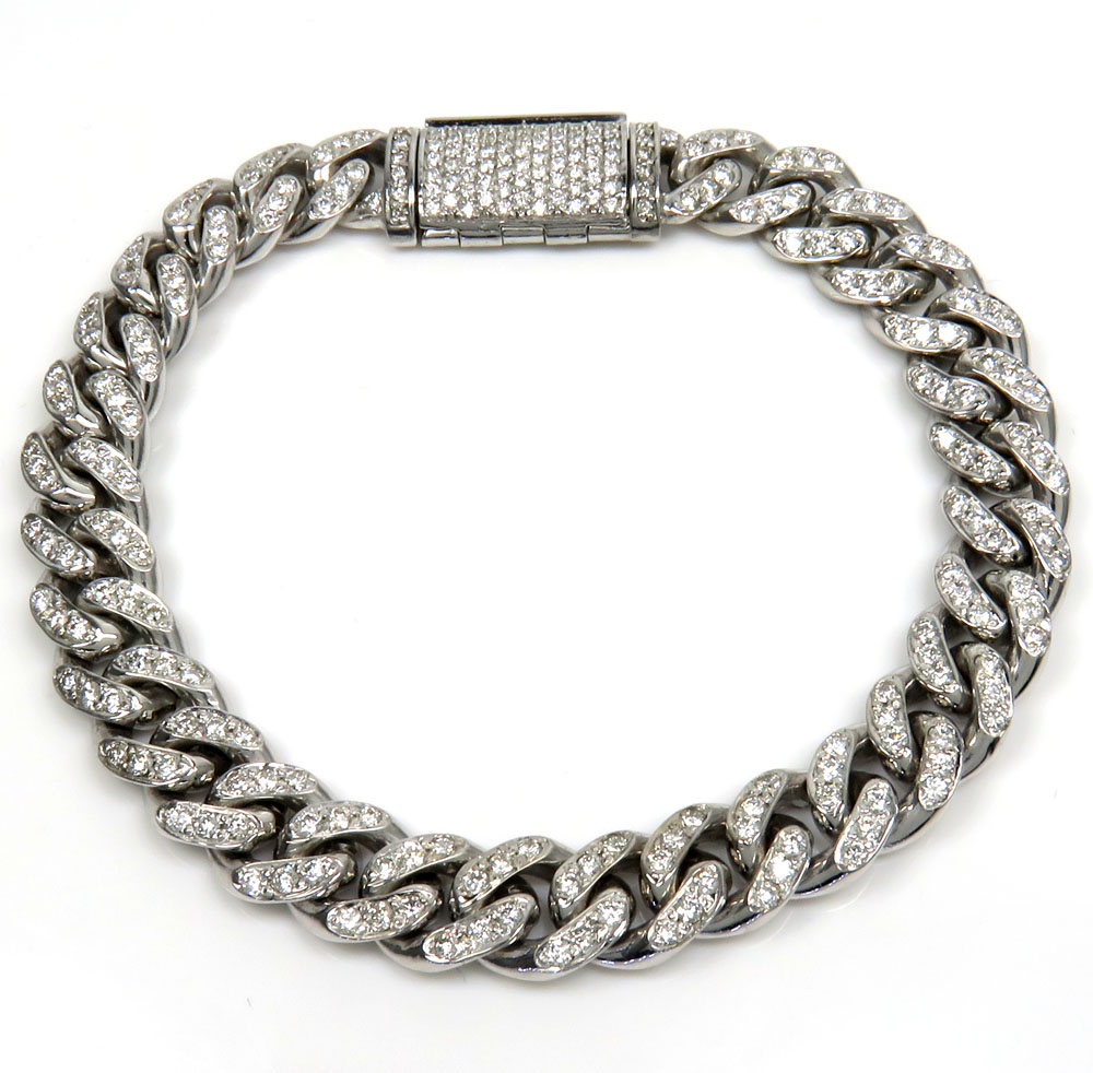 14k white yellow or rose  gold vs diamond miami bracelet 8.50