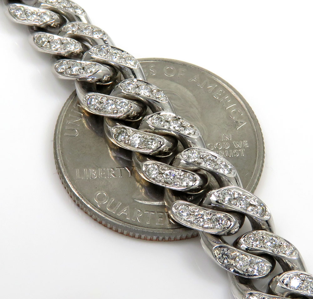 8mm 14k white yellow or rose gold vs diamond miami bracelet 8.50