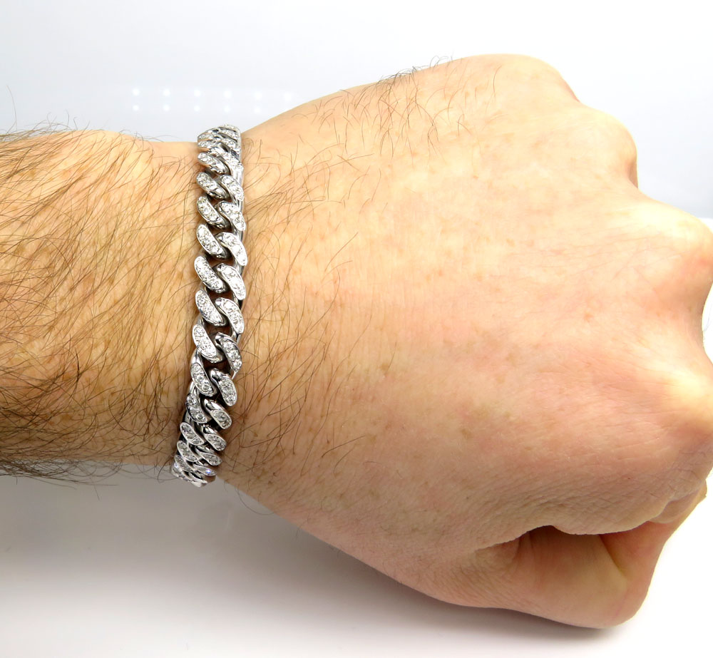 8mm 14k white yellow or rose gold vs diamond miami bracelet 8.50